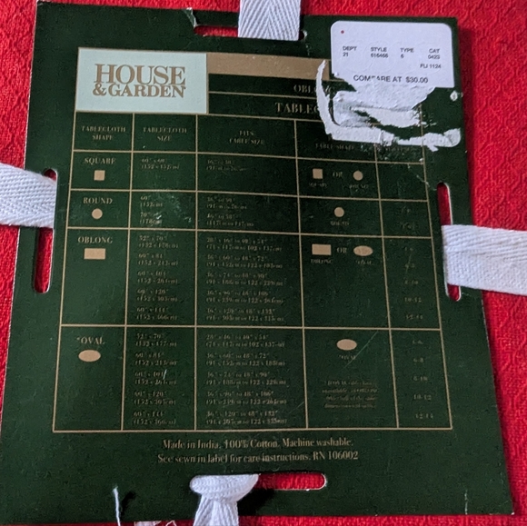 House and garden red tablecloth 100%cotton - Picture 3 of 4